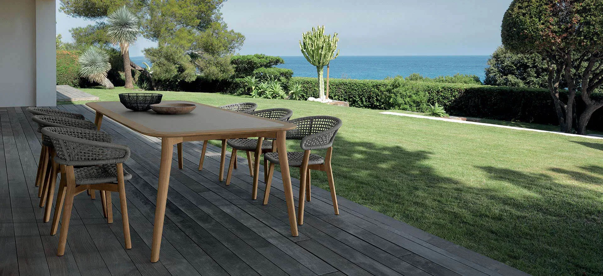 A terrace set with Talenti Moon Teak